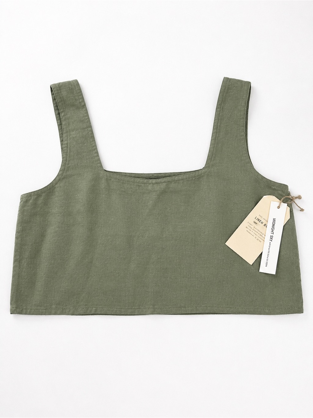 Minimal Square-Neck Olive Crop Top